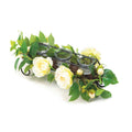  Accent Plus 4.5 In. H X 6 In. W X 13 In. L White Flowers Glass/Wood Decorative Candle Holder