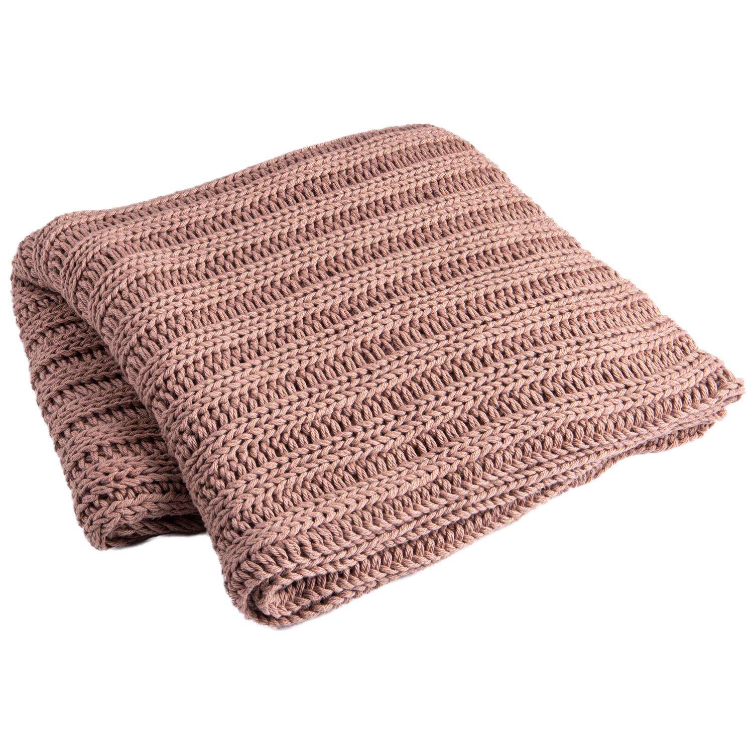  Karma Gifts Chunky Knit 60 In. W X 50 In. L Rose Tan Cotton Throw Blanket