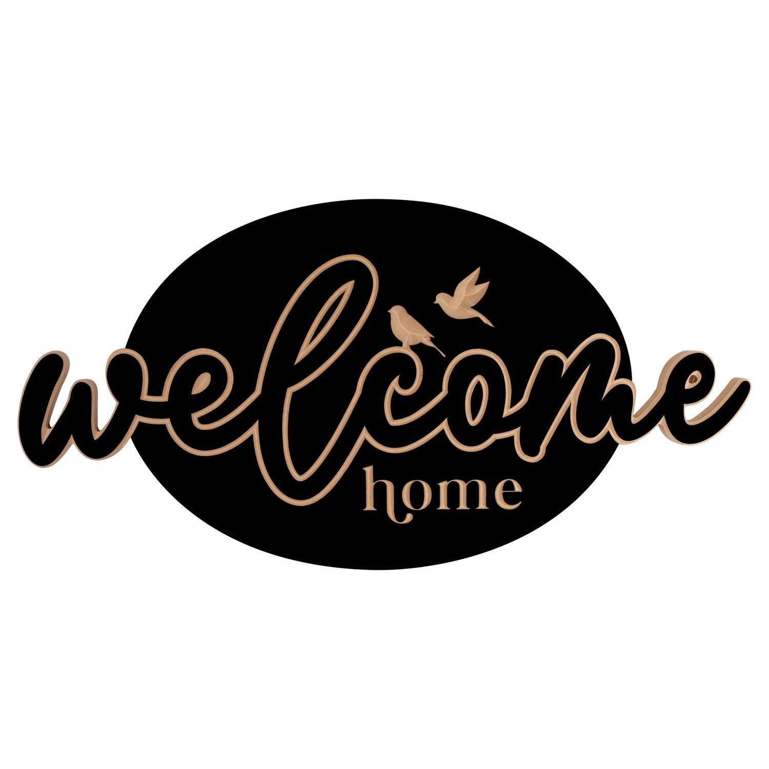  P. Graham Dunn 15 In. H X 0.75 In. W X 30.25 In. L Black MDF Welcome Home Wall Decor