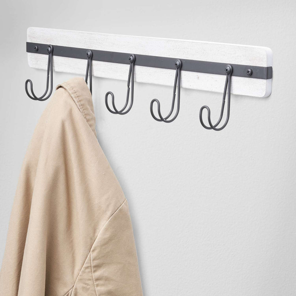 Spectrum 4 In. H X 1.93 In. W X 18 In. L White Wash/ Industrial Gray Steel/Wood Wall Mount Hook Rack