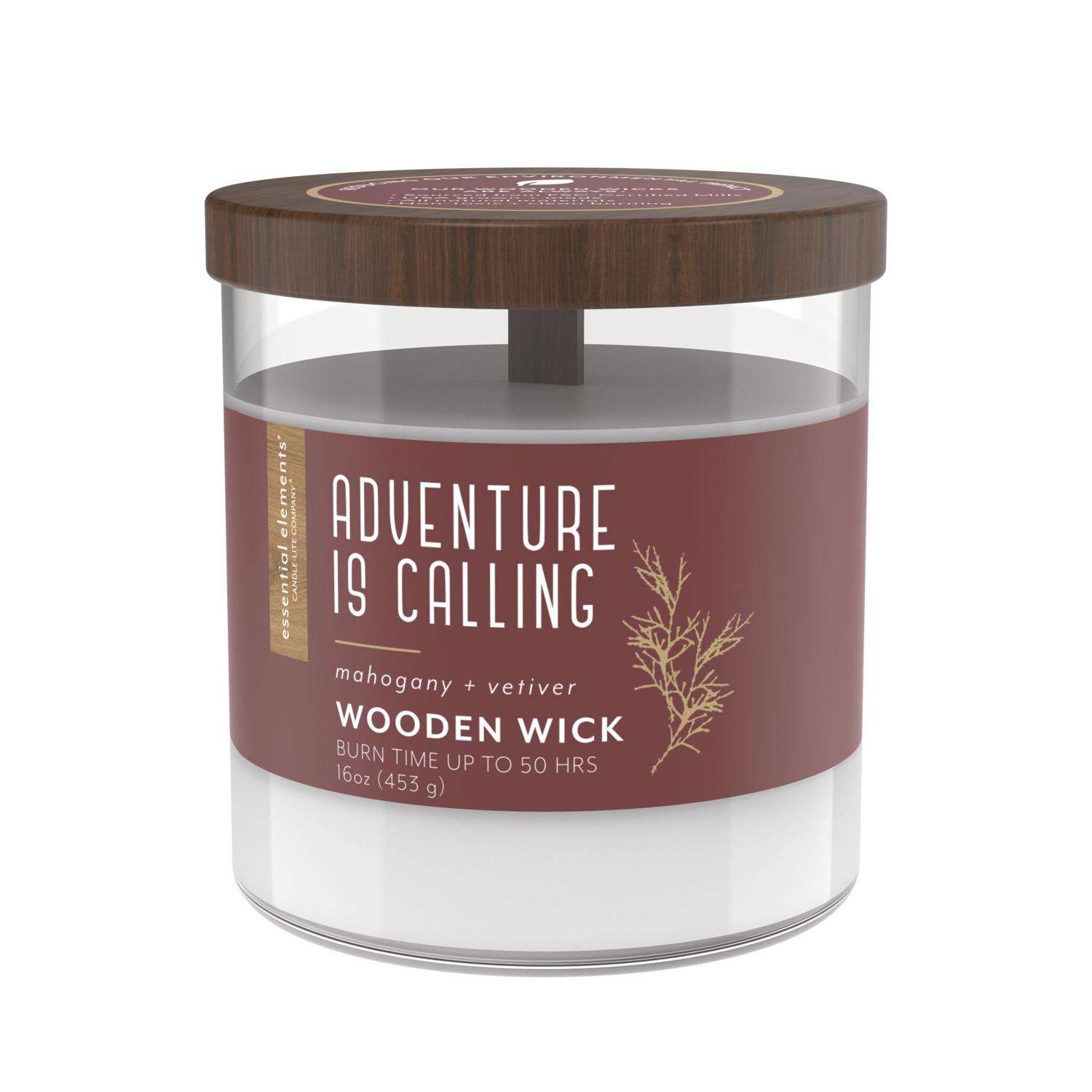  Candle-Lite Essential Elements White Mahogany/Veviter Scent Candle 16 Oz
