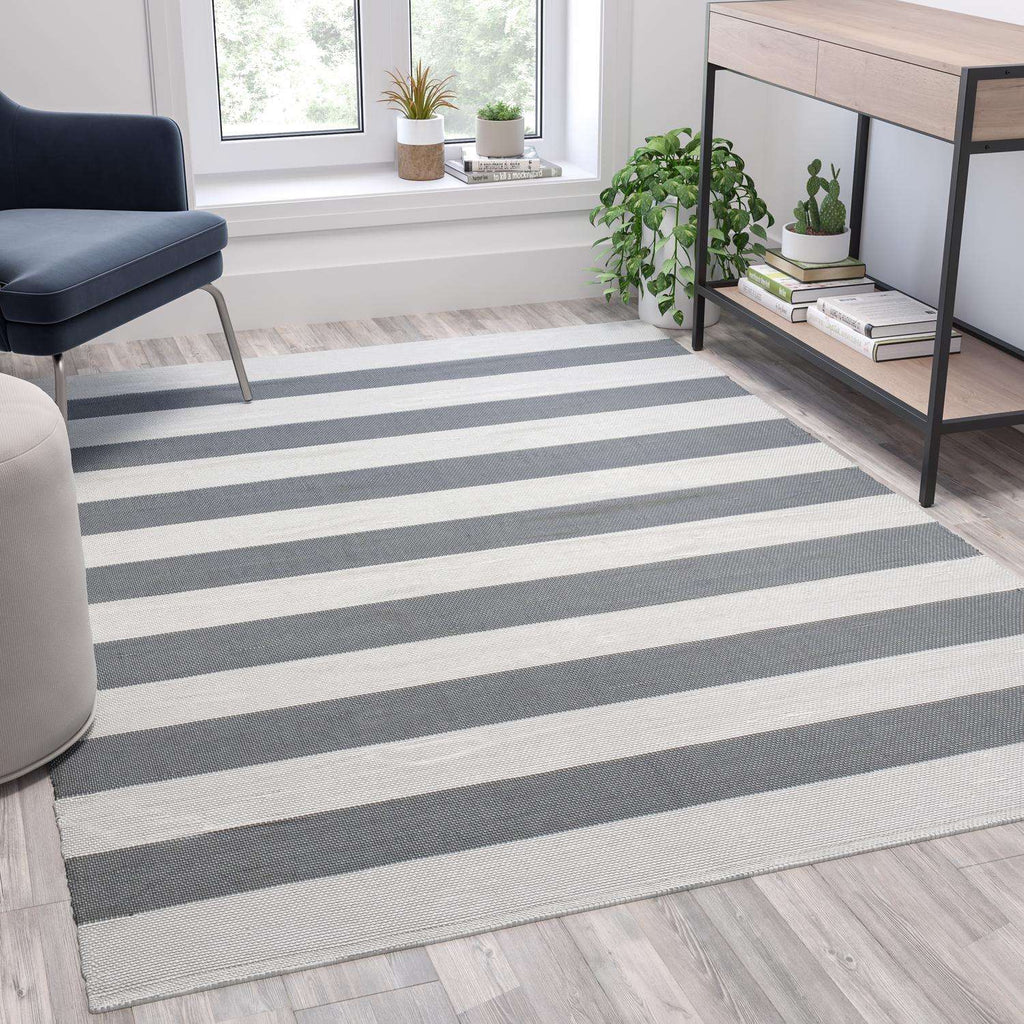  Flash Furniture 81.5 In. W X 60 In. L Gray/White Polypropylene Rug
