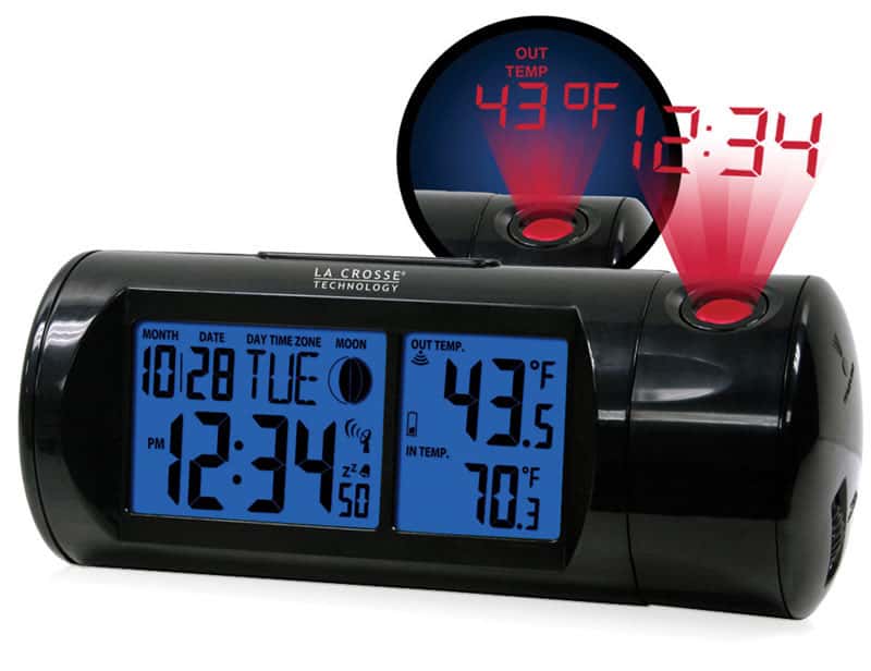  La Crosse Technology 7.1 In. Black Projection Alarm Clock Digital Plug-In