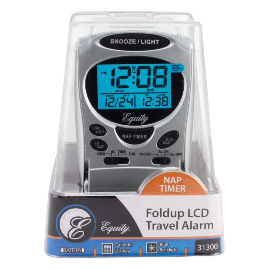  La Crosse Technology Equity 3 In. Silver Travel Alarm Clock LCD Battery Operated