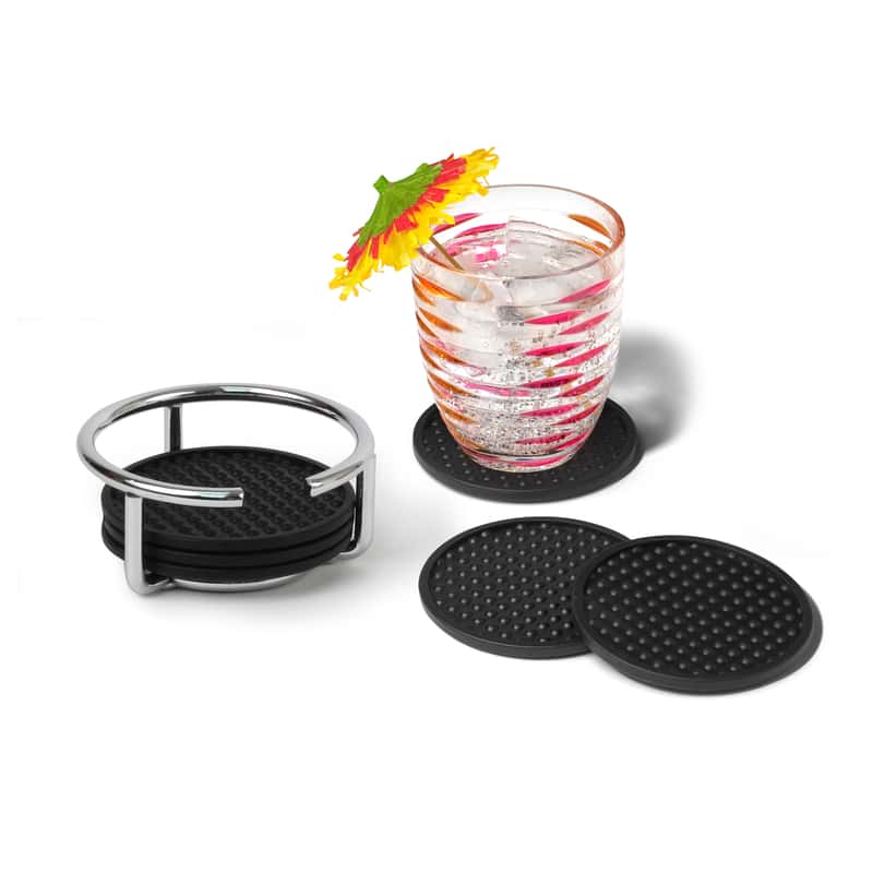  Spectrum 2.25 In. H X 4.8 In. W X 4.8 In. L Chrome Plastic Coaster Set