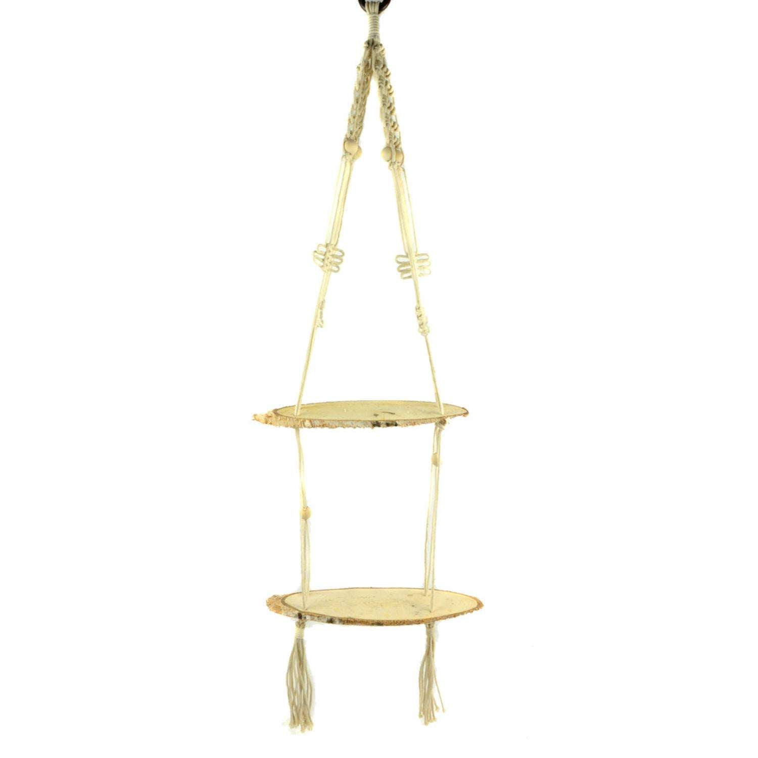  Touch Of Nature 40 In. H X 13 In. W X 4 In. L Yellow Fabric/Wood Macrame Shelf Hanging
