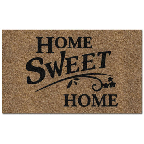  Americo Home Flocked KoKo 18 In. W X 30 In. L Black/Tan Home Sweet Home Entrance Mat