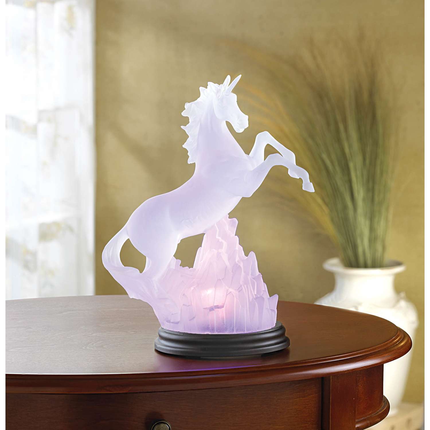  Dragon Crest Color-Changing Unicorn 10 In. H X 4.75 In. W X 7.25 In. L Poly Resin Decorative