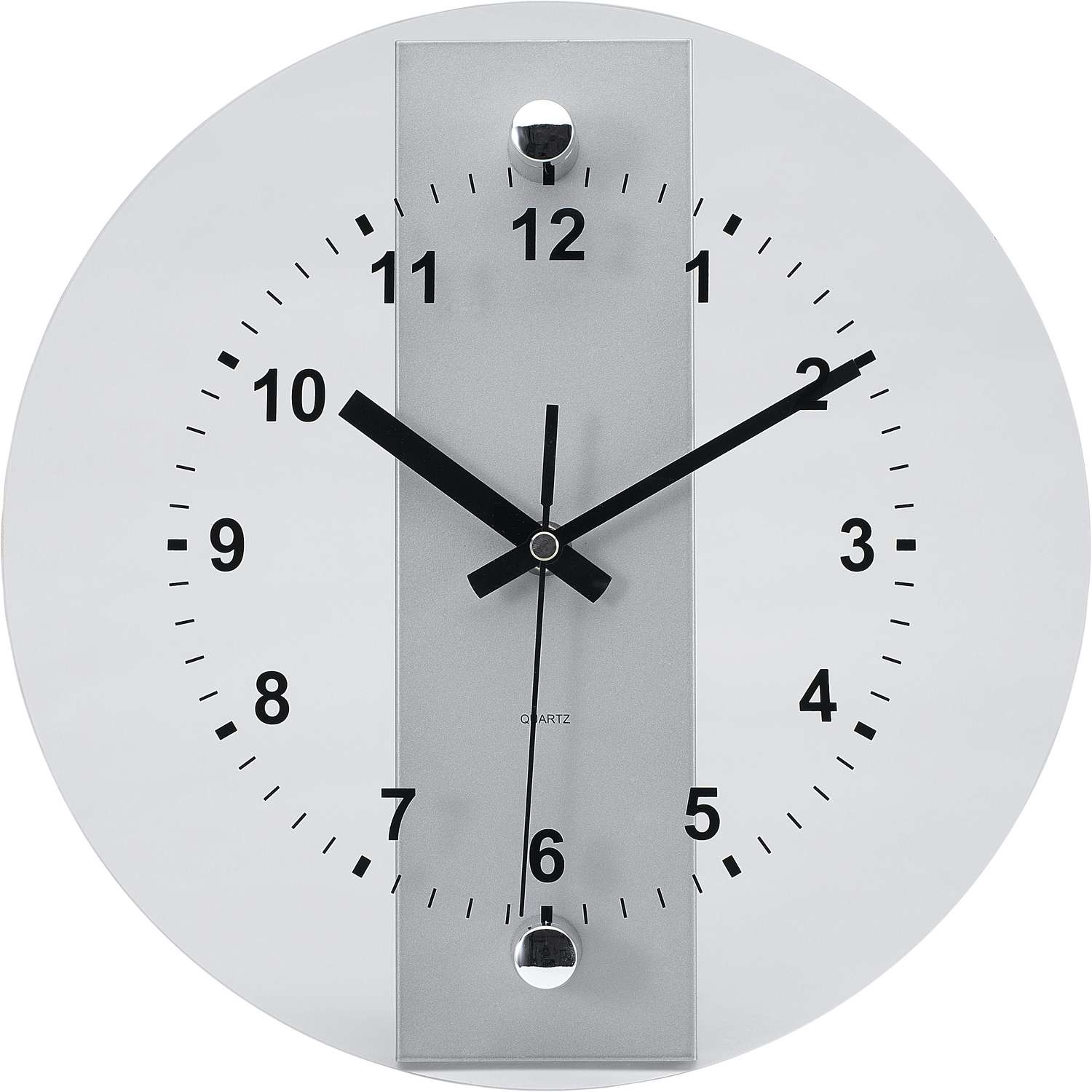  Tempus 10.5 In. L X 10.5 In. W Indoor Contemporary Analog Wall Clock Chrome/Glass Silver