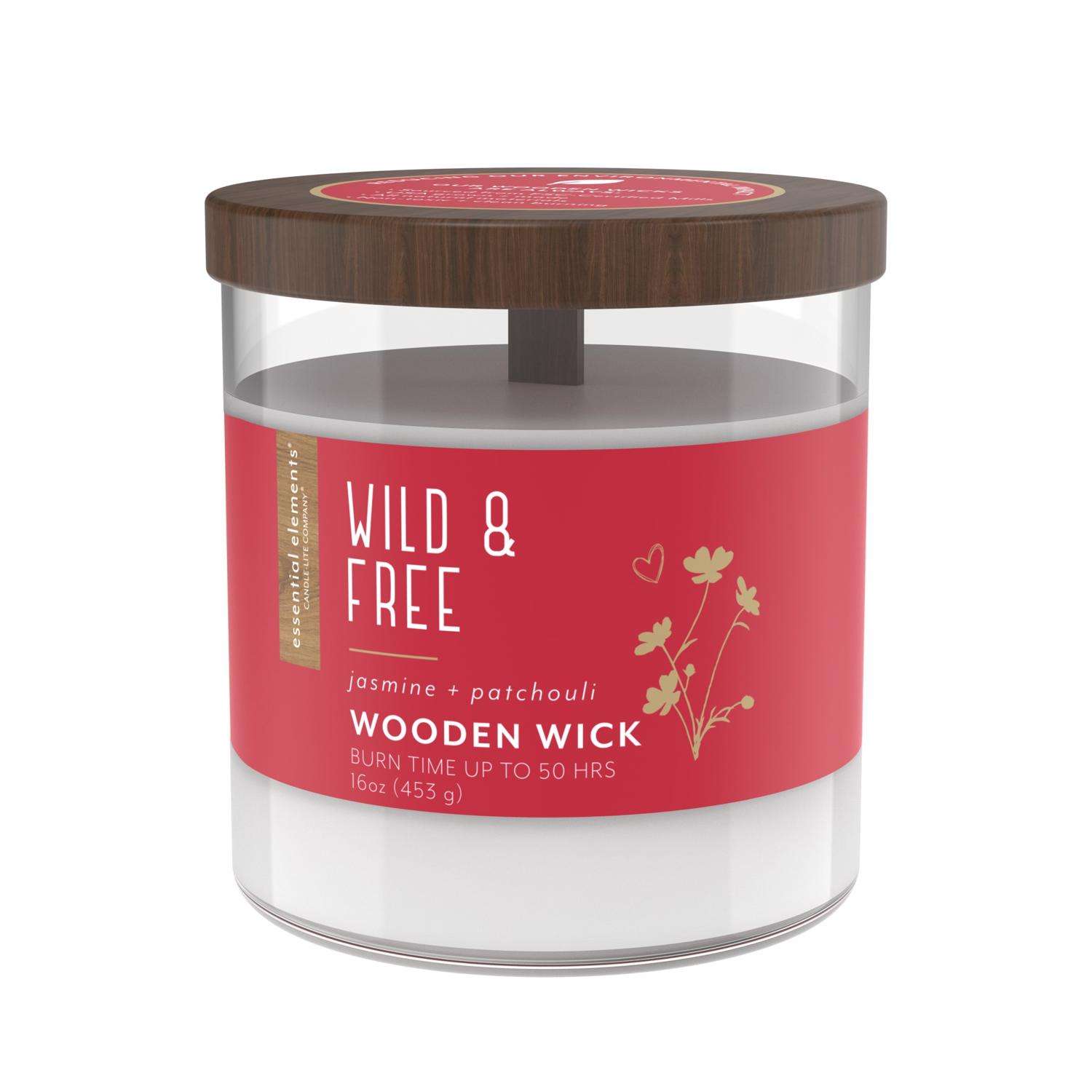  Candle-Lite Essential Elements White Jasmine/Patchouli Scent Candle 16 Oz