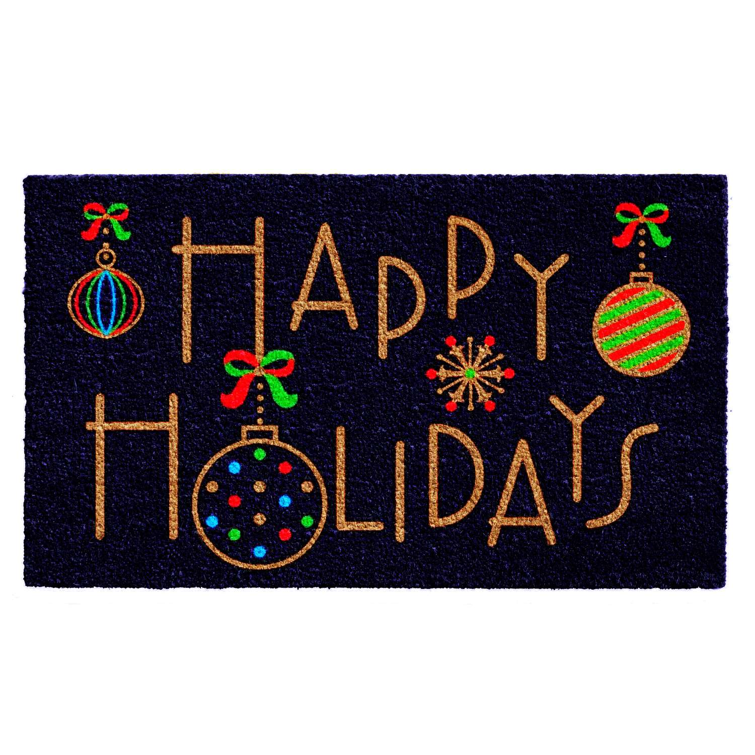  Home & More 1.42 W X 2.42 L Multi-color Happy Holidays Coir Door Mat