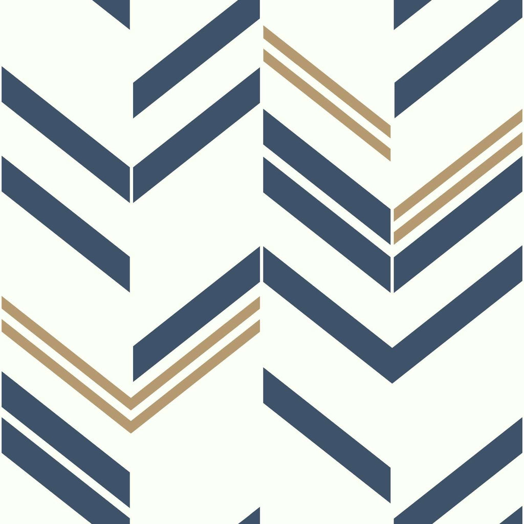  RoomMates 20.5 In. W X 16.5 Ft. L Chevron Blue Stripe Vinyl Peel And Stick Wallpaper
