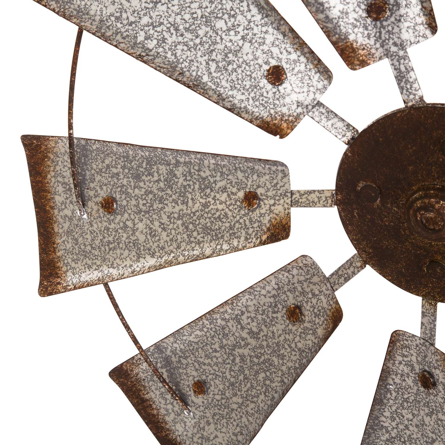  Glitzhome 22.05 In. H X 4 In. W X 22.05 In. L Brown/Silver Iron Wind Spinner Wall Decor
