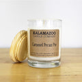  Kalamazoo Candle Company Clear Glass Jar With White Soy Wax, Wood Lid Caramel Pecan Pie Scent Carame