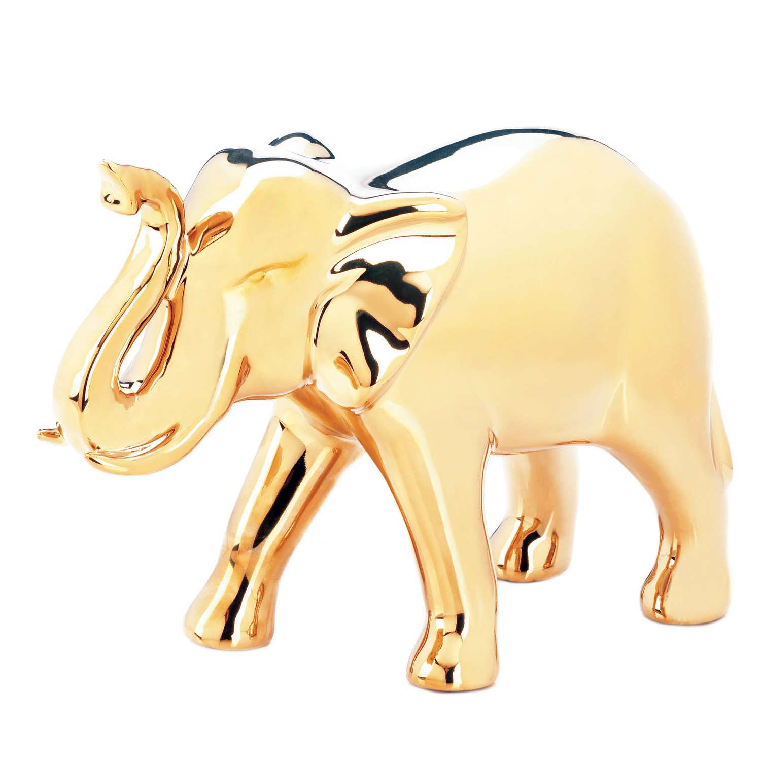  Accent Plus 6.75 In. H X 3.5 In. W X 9 In. L Gold Elephant Ceramic Decorative Figurine