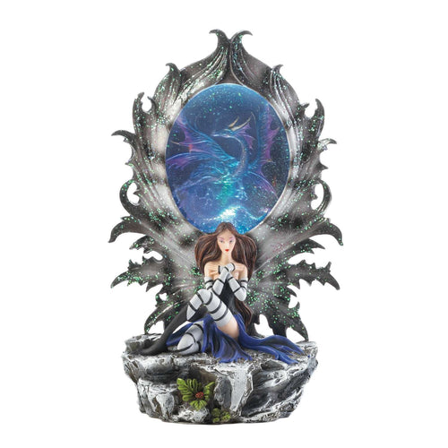  Dragon Crest 8 In. H X 2.5 In. W X 5.625 In. L Fairy And Dragon Poly Resin Decorative Lighted Figuri