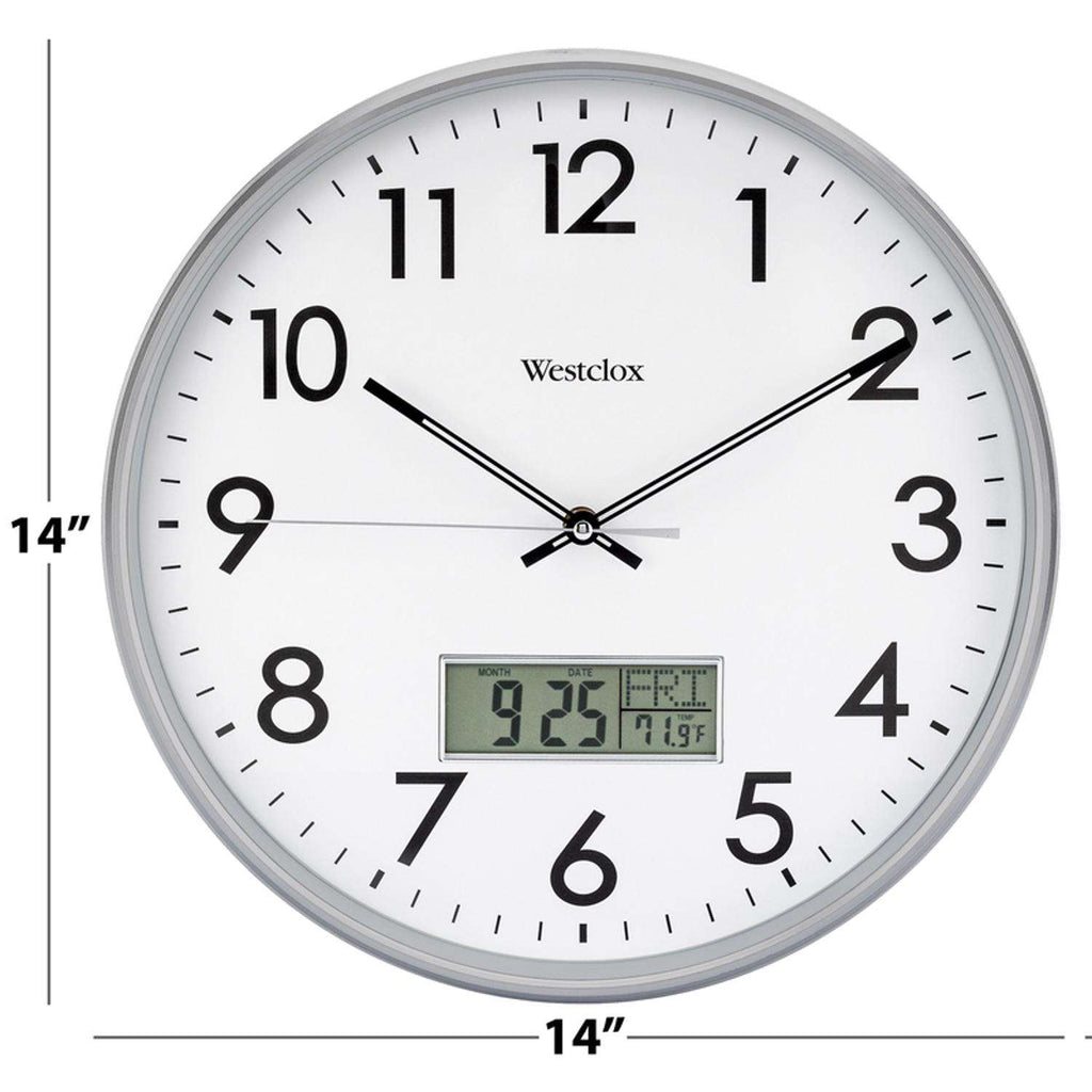  Westclox 14 In. L X 14 In. W Indoor Classic Analog Wall Clock Glass/Plastic Silver/White