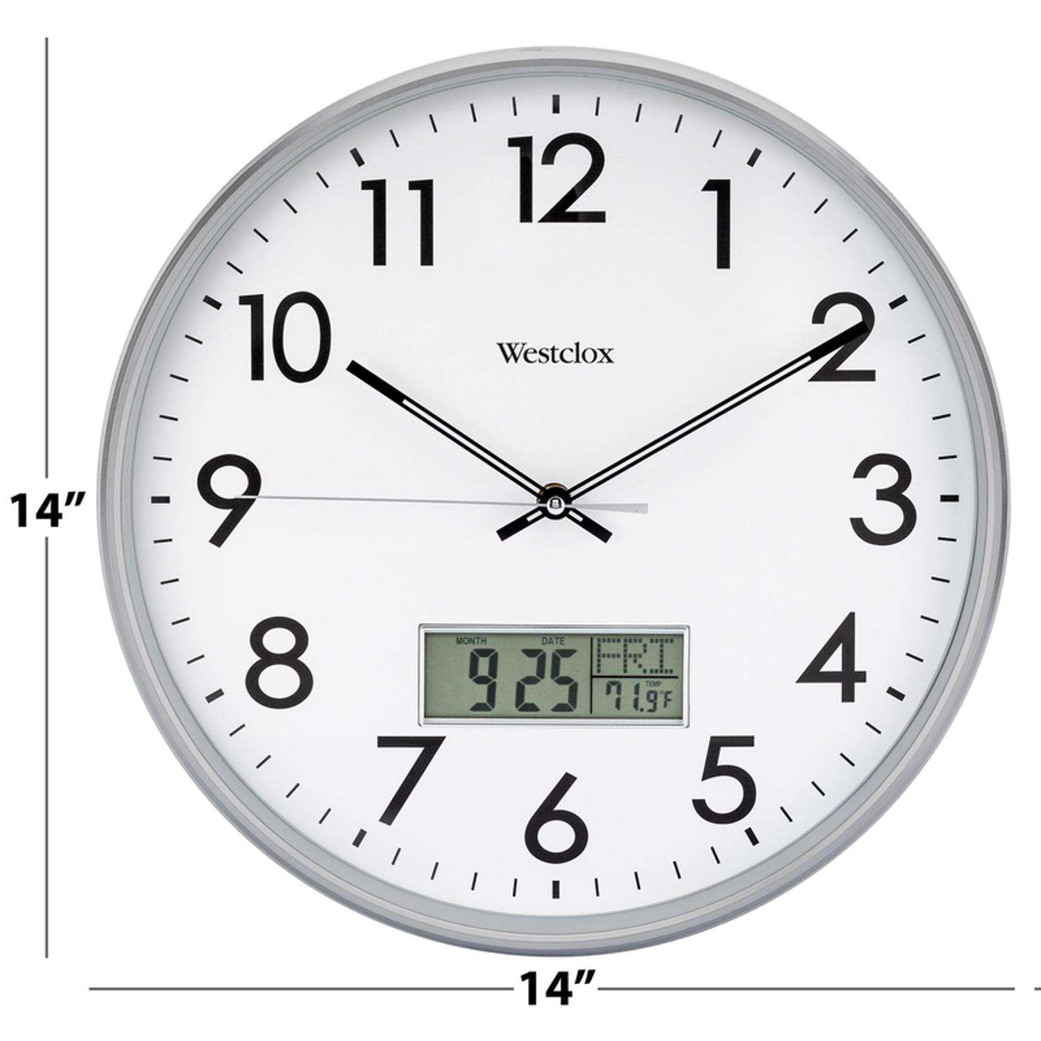  Westclox 14 In. L X 14 In. W Indoor Classic Analog Wall Clock Glass/Plastic Silver/White