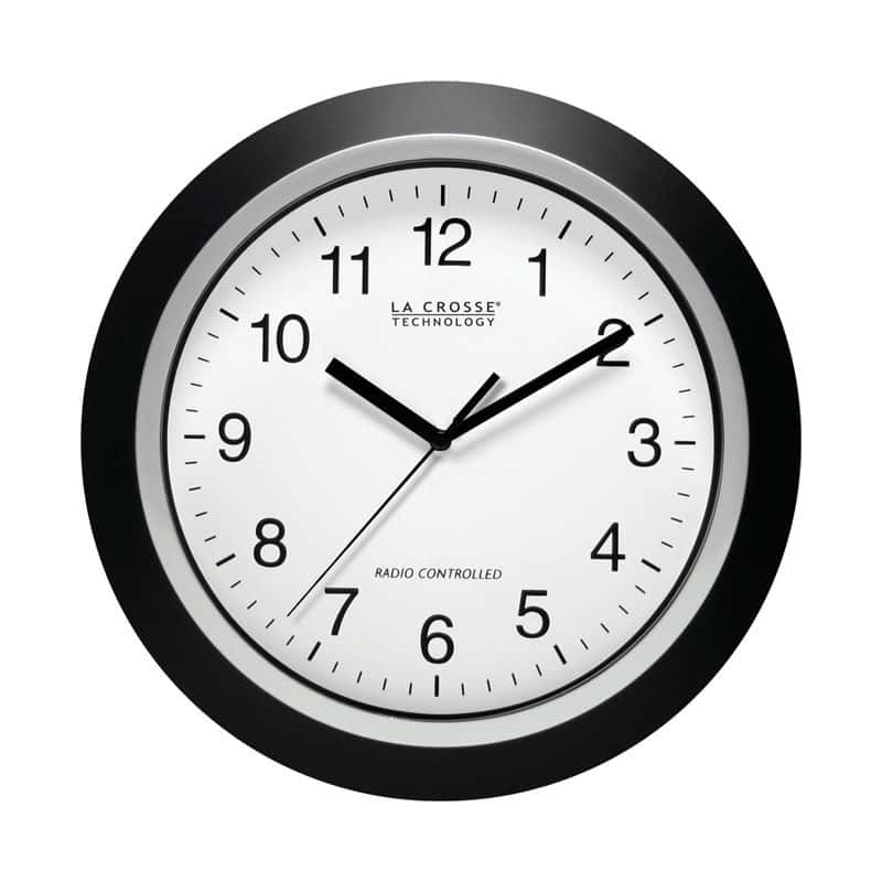  La Crosse Technology 12 In. L X 1 In. W Indoor Casual Analog Atomic Wall Clock Glass/Plastic Black/S