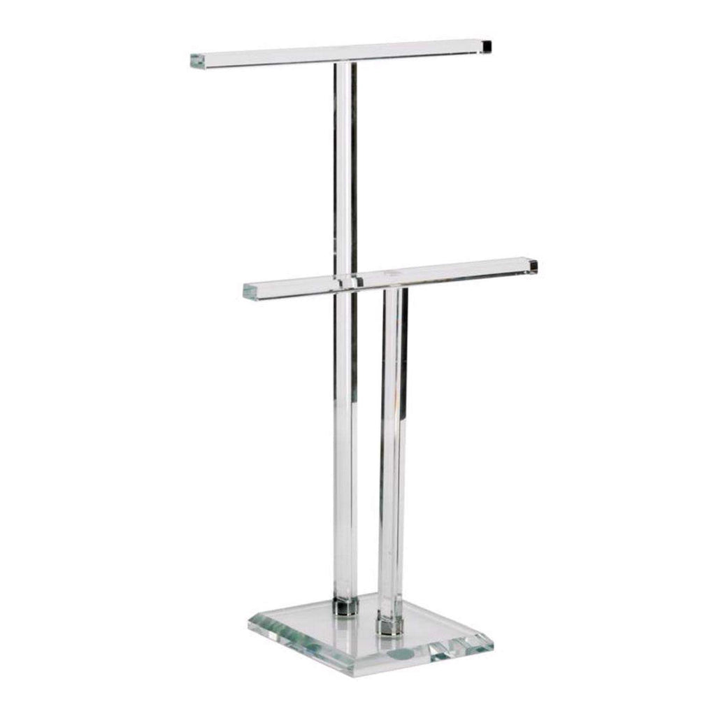  Tripar 14.5 In. H X 5.4 In. W X 9.15 In. L Clear Glass/Metal Double T-Bar Jewelry Stand