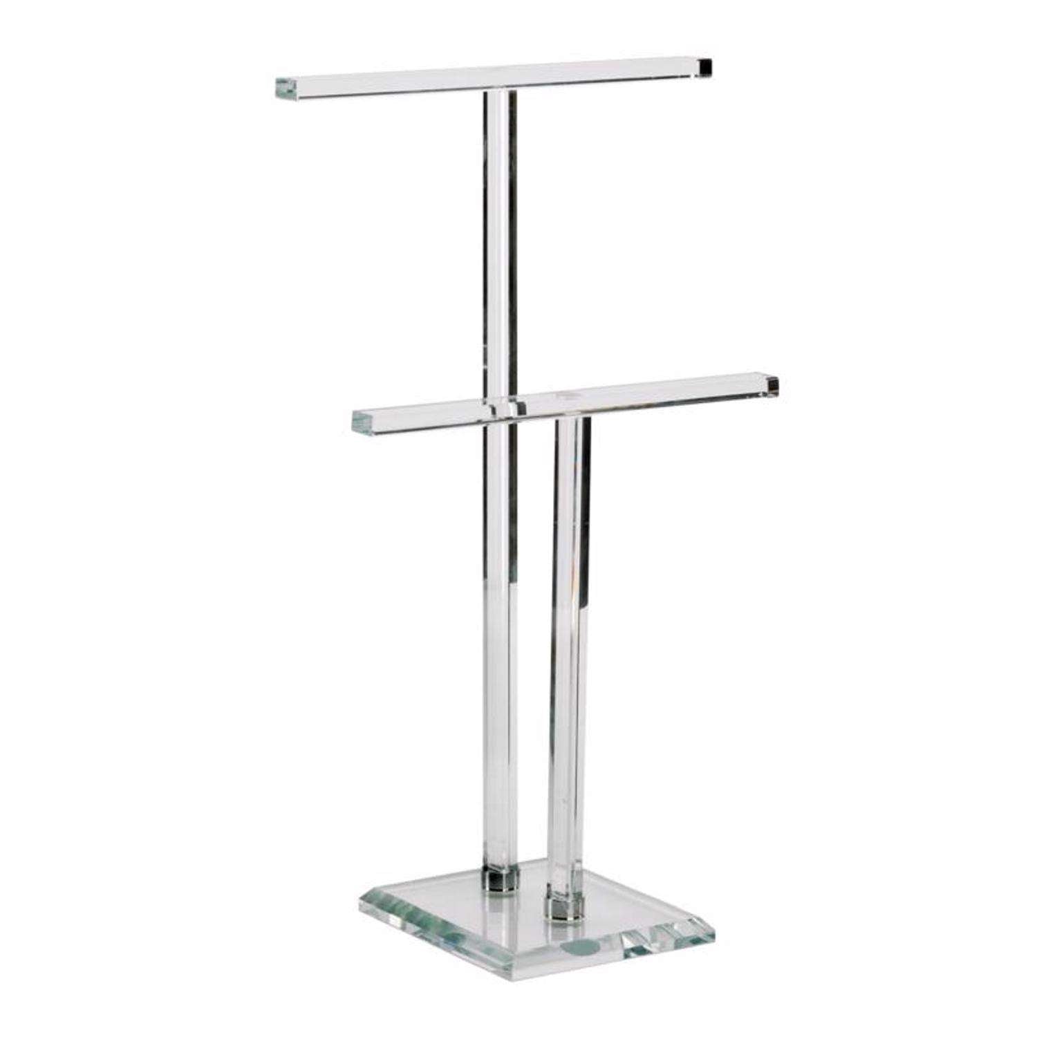  Tripar 14.5 In. H X 5.4 In. W X 9.15 In. L Clear Glass/Metal Double T-Bar Jewelry Stand