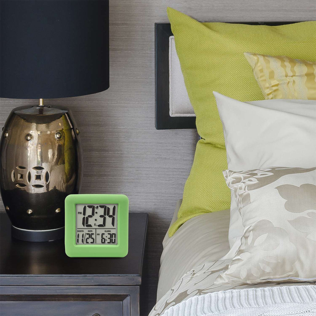  La Crosse Technology Equity 3.25 In. Green Soft Cube Alarm Clock LCD Battery Operated