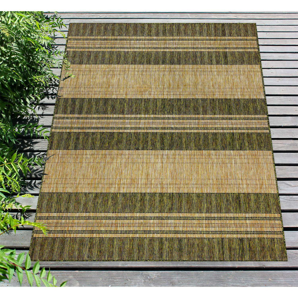  Liora Manne 4.83 Ft. W X 7.5 Ft. L Green Stripe Polypropylene Accent Rug