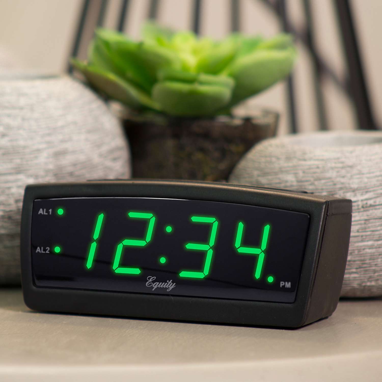  La Crosse Technology Equity 2 In. Black Alarm Clock LED Plug-In