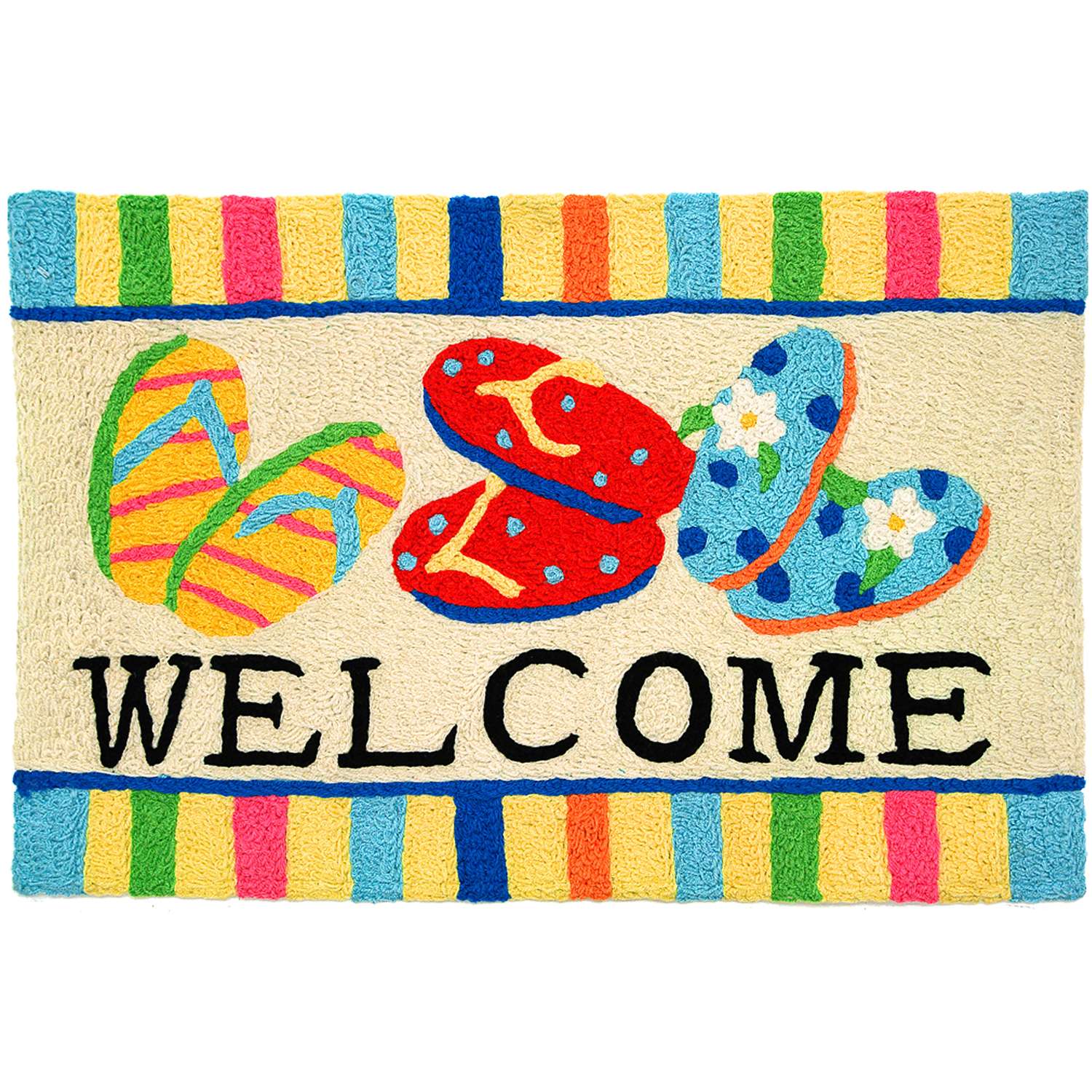  Jellybean 20 In. W X 30 In. L Multi-colored Flip Flop Welcome Accent Rug