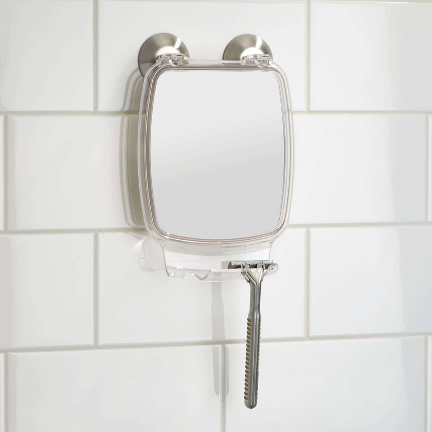  IDesign 10.2 In. H X 2.3 In. W Silver Plastic Rectangular Wall Mirror