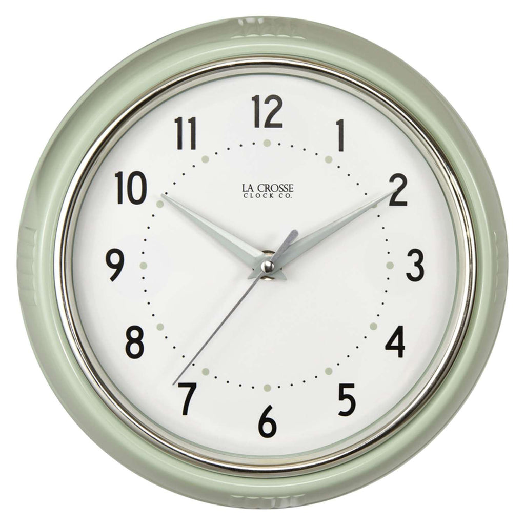  La Crosse Technology 9.5 In. L X 9.5 In. W Indoor Vintage Analog Wall Clock Glass/Plastic Green