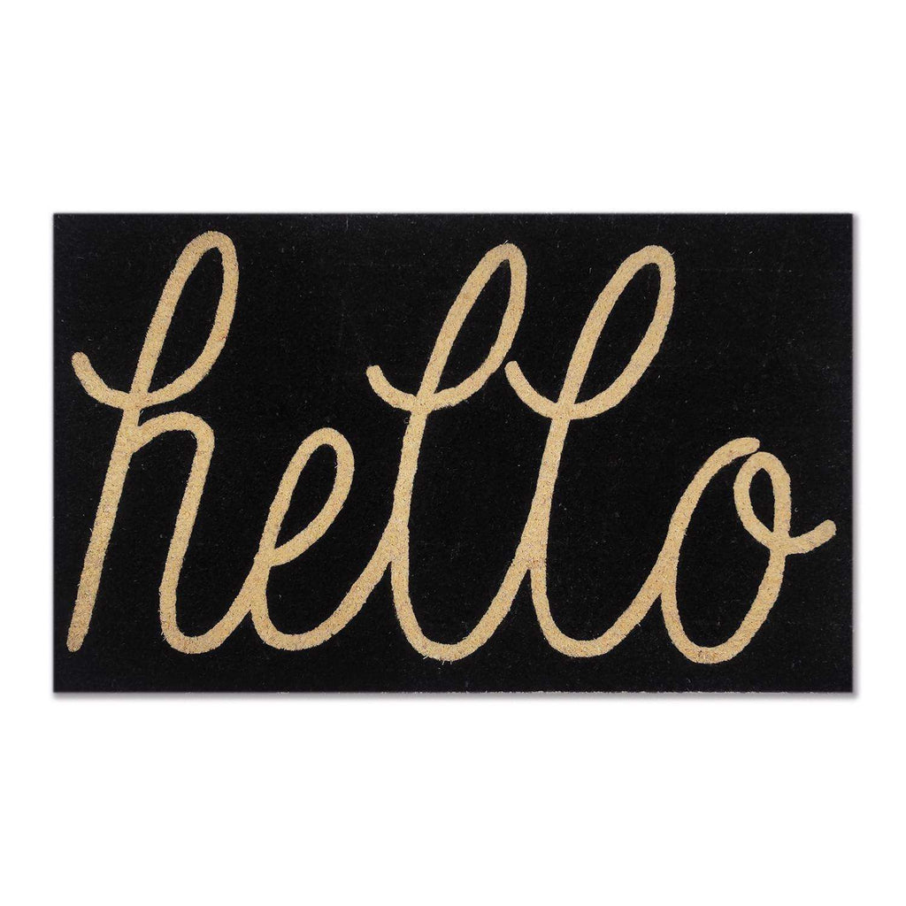  First Concept 18 In. W X 30 In. L Black Hello Coir Door Mat