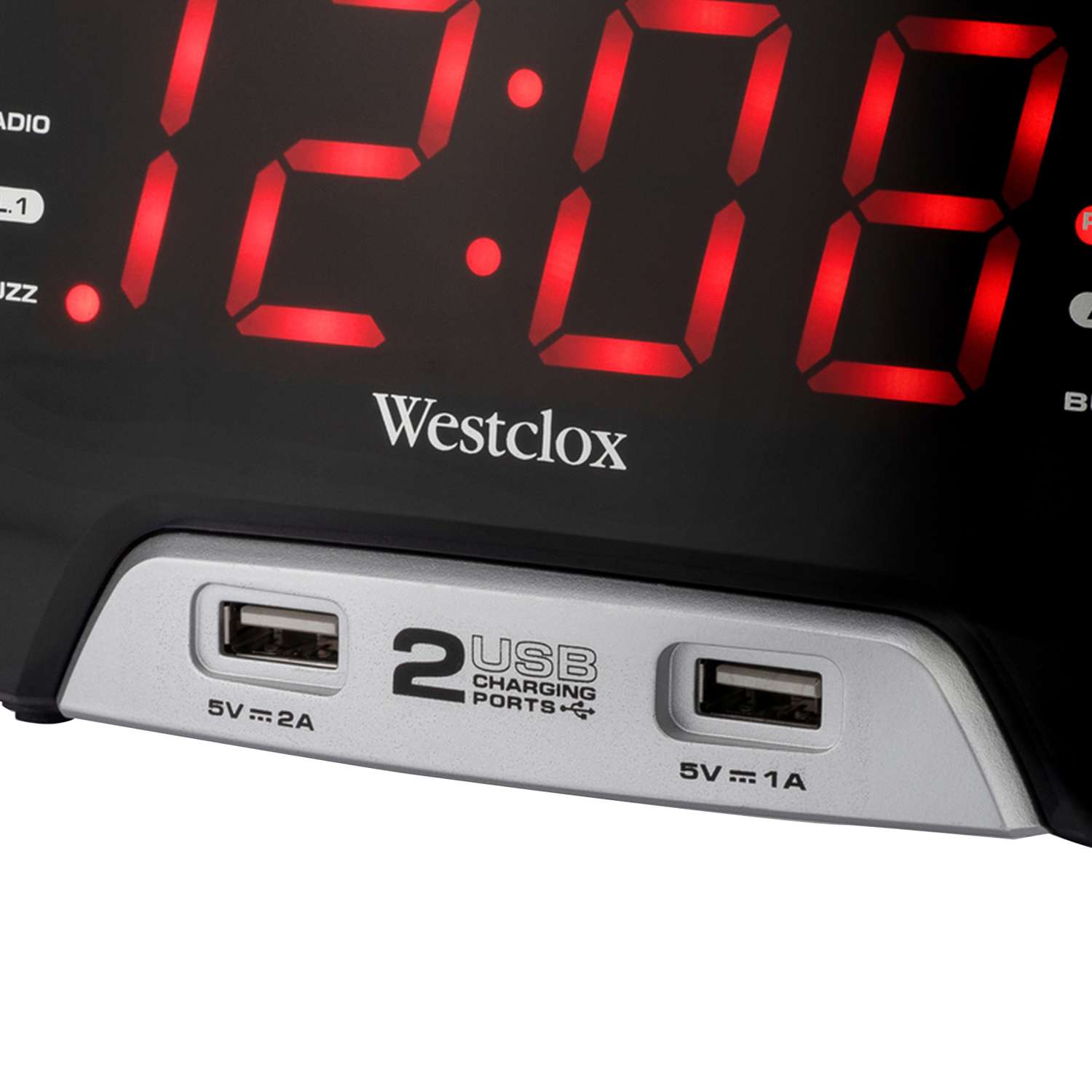  Westclox 1.4 In. Black USB Clock Radio Digital Plug-In