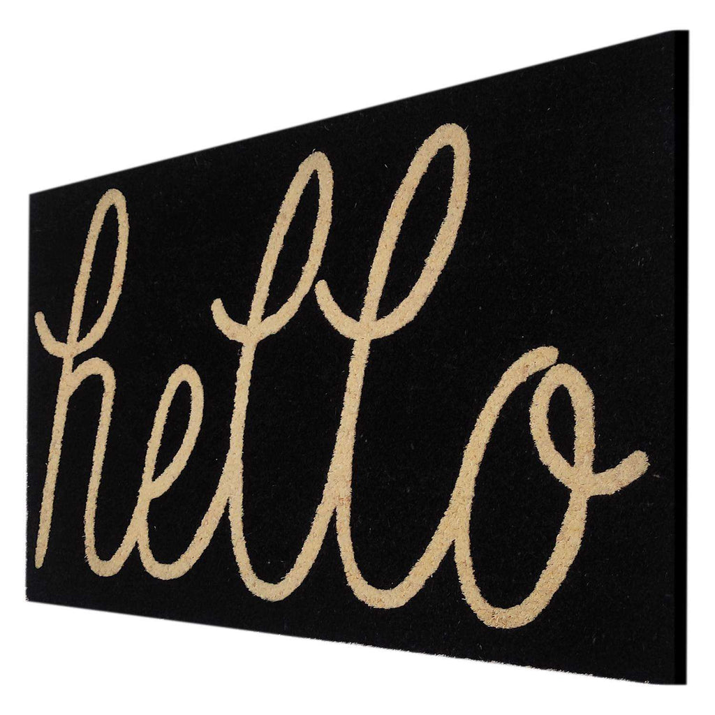  First Concept 18 In. W X 30 In. L Black Hello Coir Door Mat