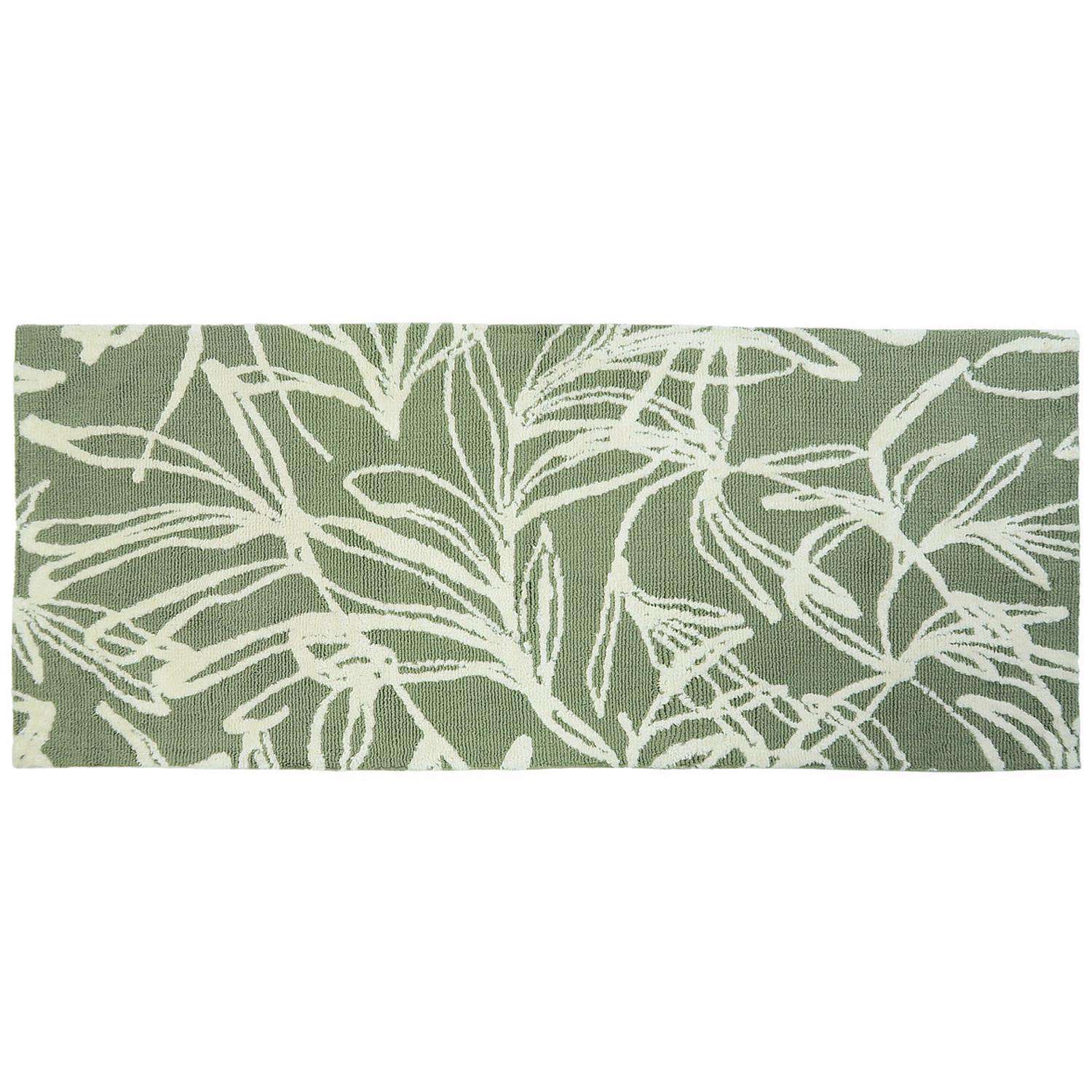  Simple Spaces 21 In. W X 54 In. L Green/White Avocado Garden Polyester Rug
