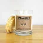  Kalamazoo Candle Company Clear Glass Jar With White Soy Wax, Wood Lid Sea Salt Scent Sea Salt, Clear