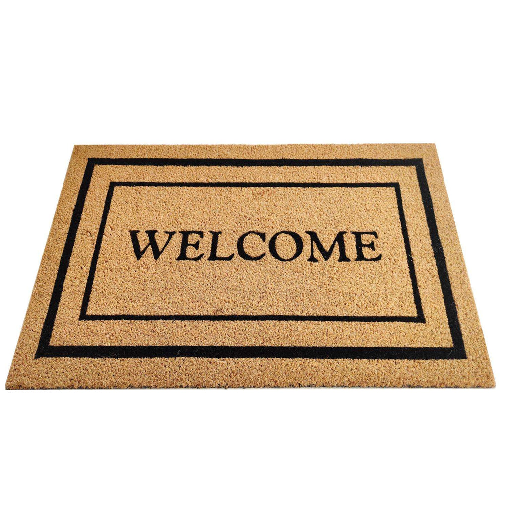  First Concept 18 In. W X 30 In. L Black/Brown Welcome Coir Door Mat