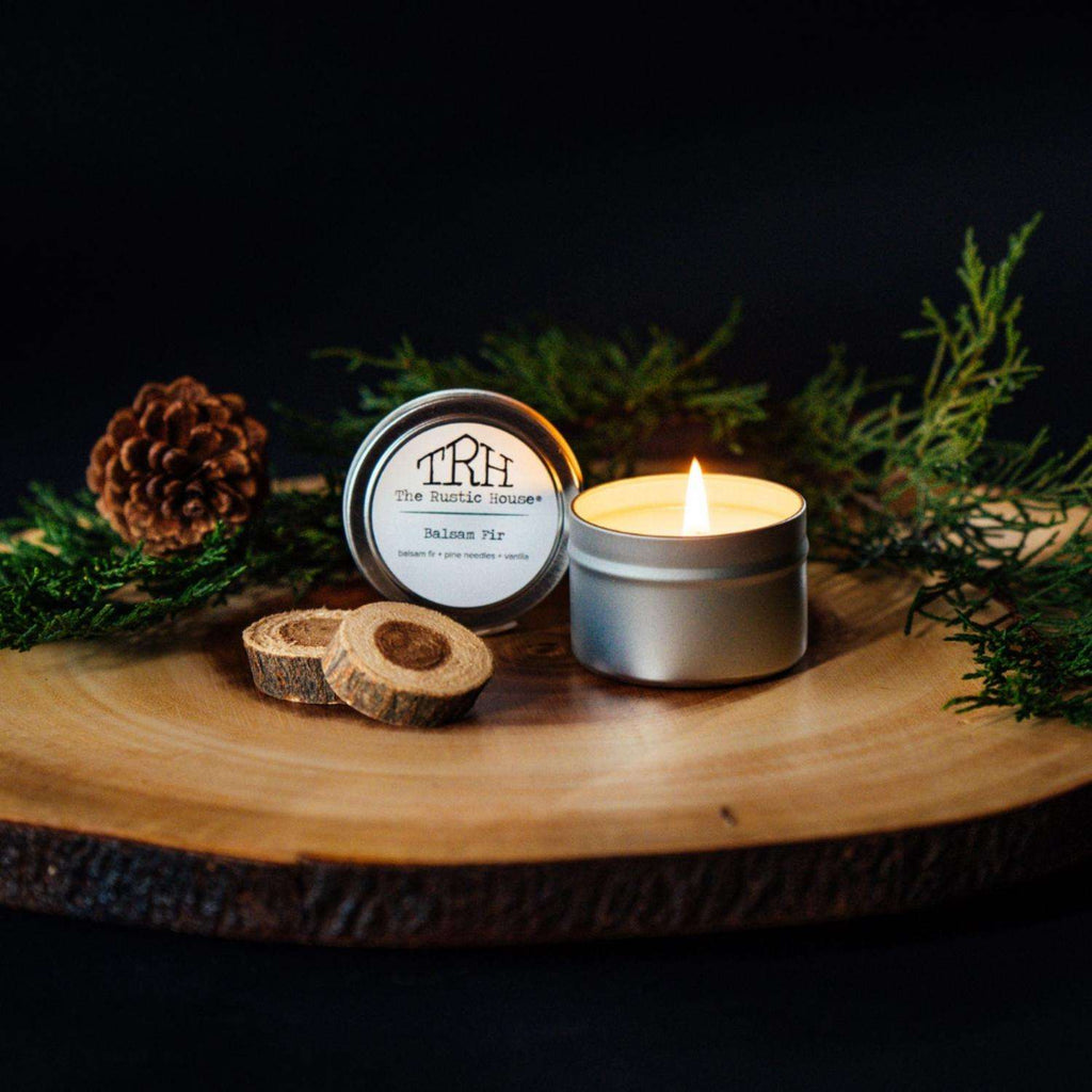  The Rustic House Silver Balsam Fir Scent Travel Candle 4 Oz