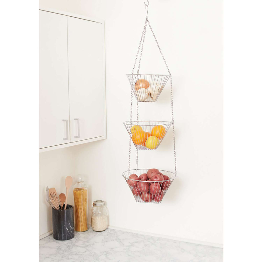  Fox Run 32 In. H X 11 In. W X 11 In. L Chrome Silver Steel Three Tier Hanging Baskets