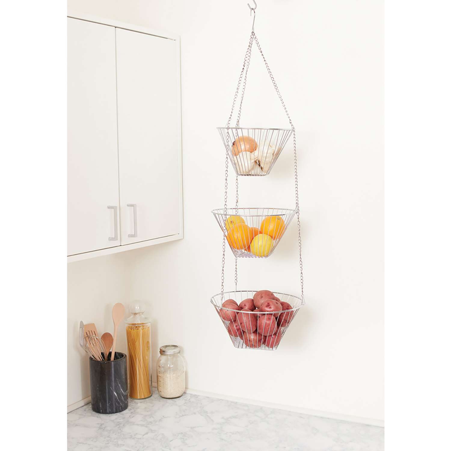  Fox Run 32 In. H X 11 In. W X 11 In. L Chrome Silver Steel Three Tier Hanging Baskets