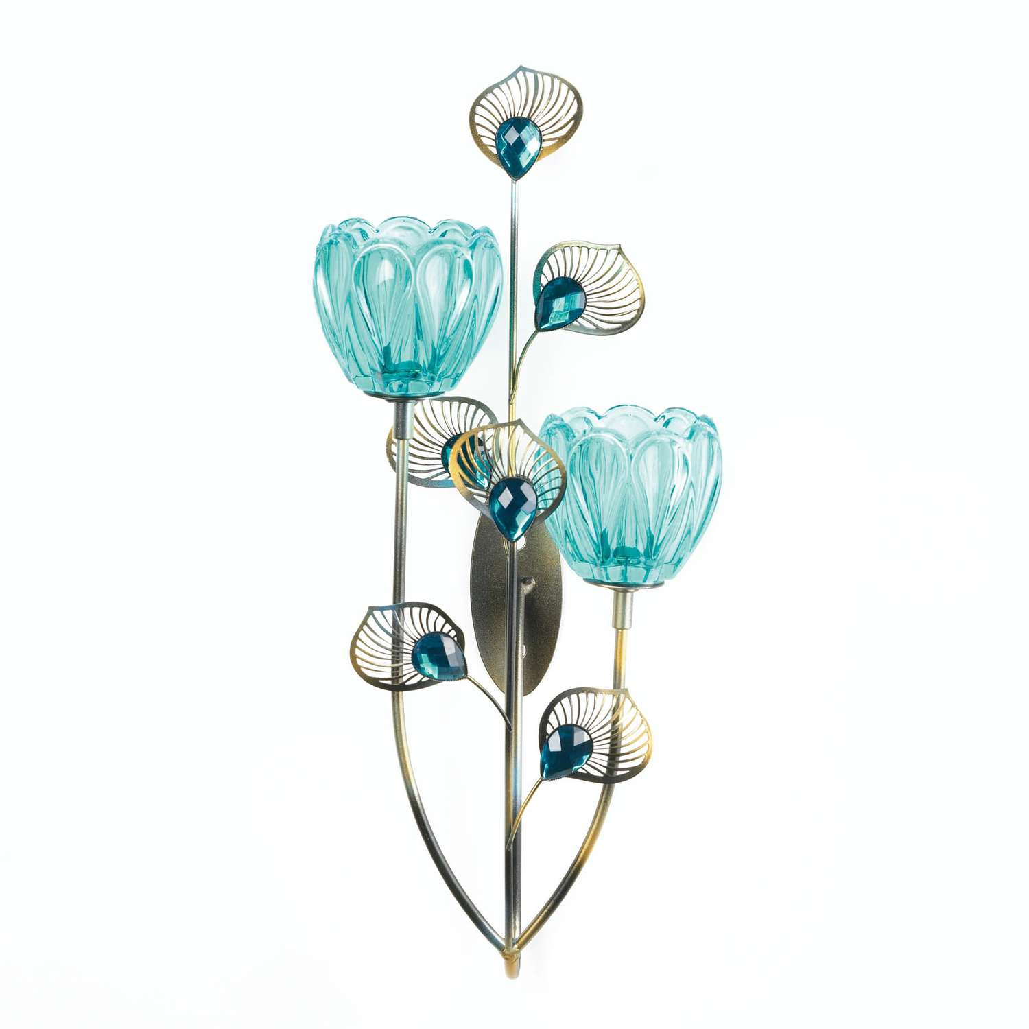  Gallery Of Light 14.25 In. H X 5.75 In. W X 6 In. L Peacock Flowers Glass/Iron Wall Sconce