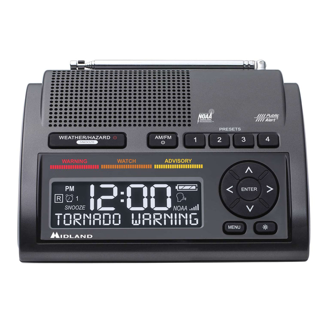  Midland Deluxe Black Alarm Clock With Weather Alert Digital