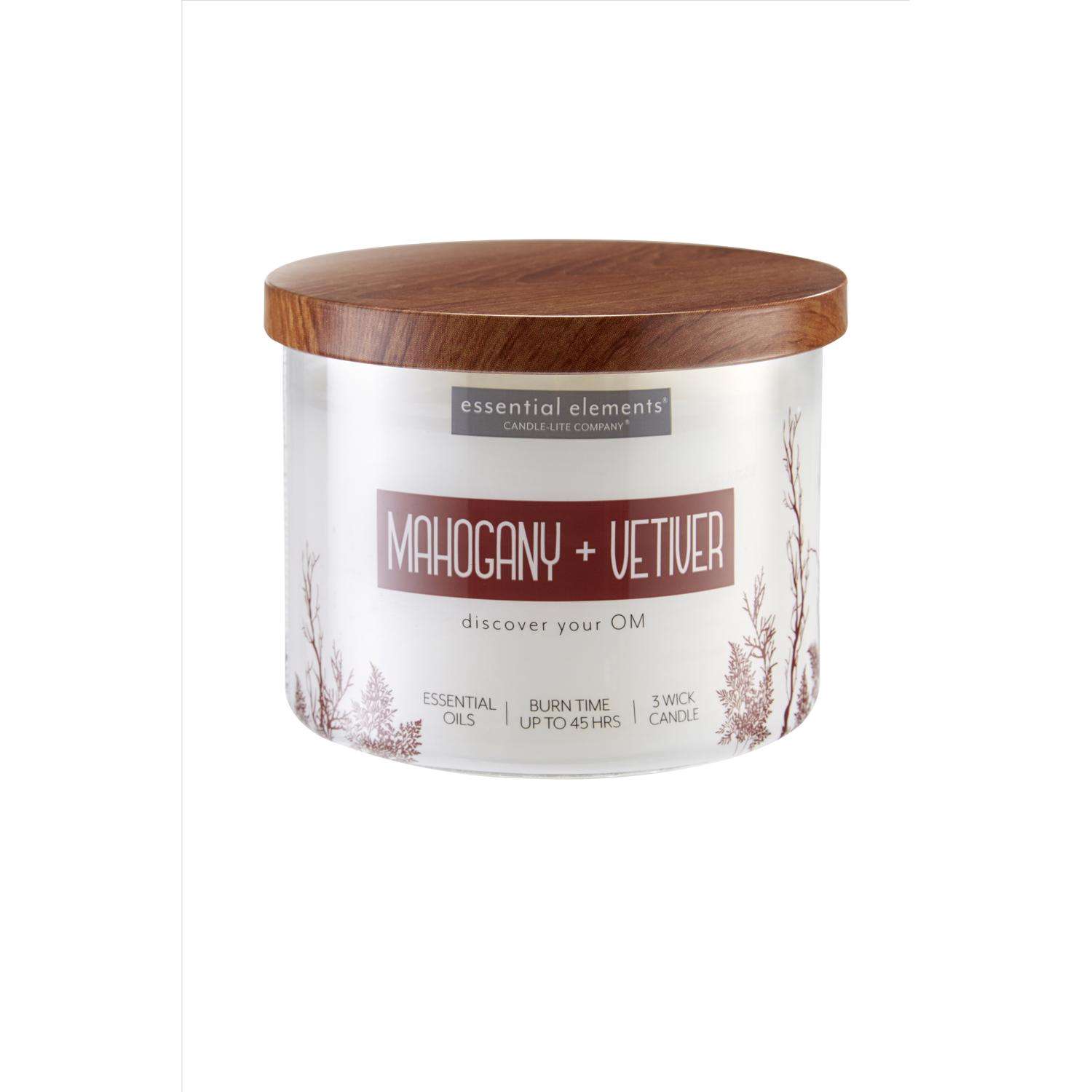  Candle-Lite Essential Elements White Mahogany/Veviter Scent Tumbler Jar Candle 14.75 Oz
