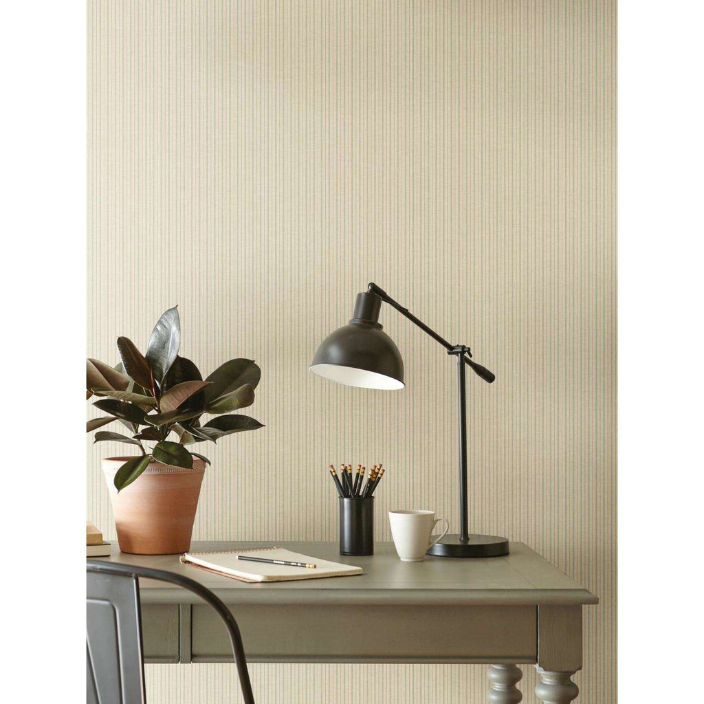  Magnolia Home By Joanna Gaines 20.5 In. W X 396 In. L French Ticking Khaki/Light Blue Paper Wallpape