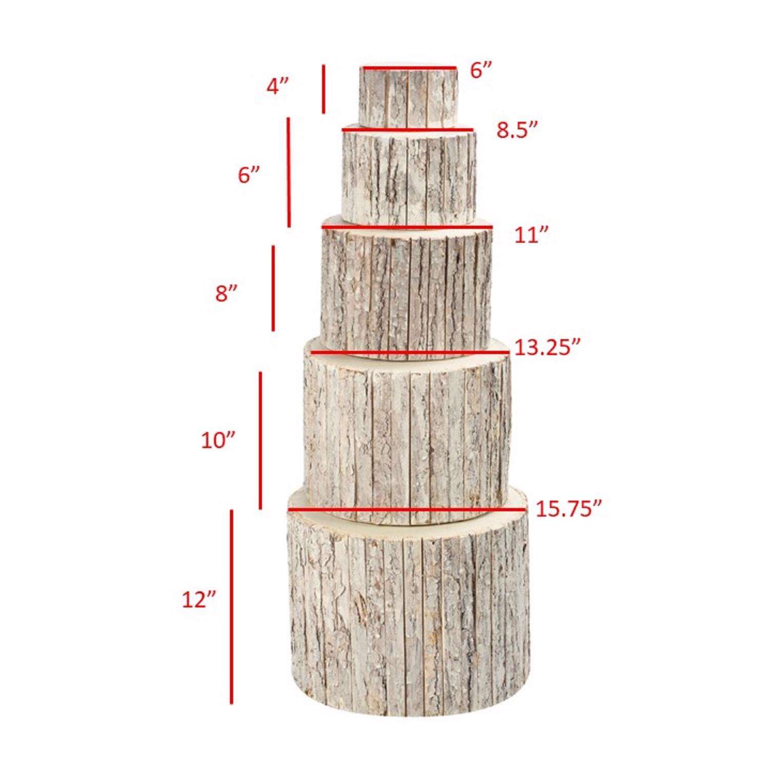  Tripar 12 In. H X 15-3/4 In. W X 15-3/4 In. L Natural Wood Bark Wrapped Risers