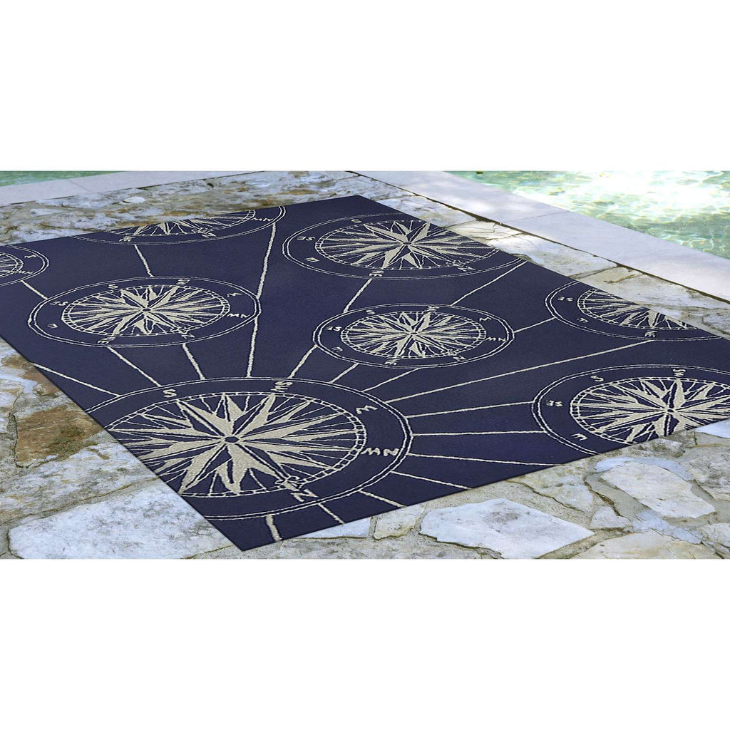 Liora Manne Frontporch 3.5 Ft. W X 5.5 Ft. L Navy Blue Traditional Polyester Rug