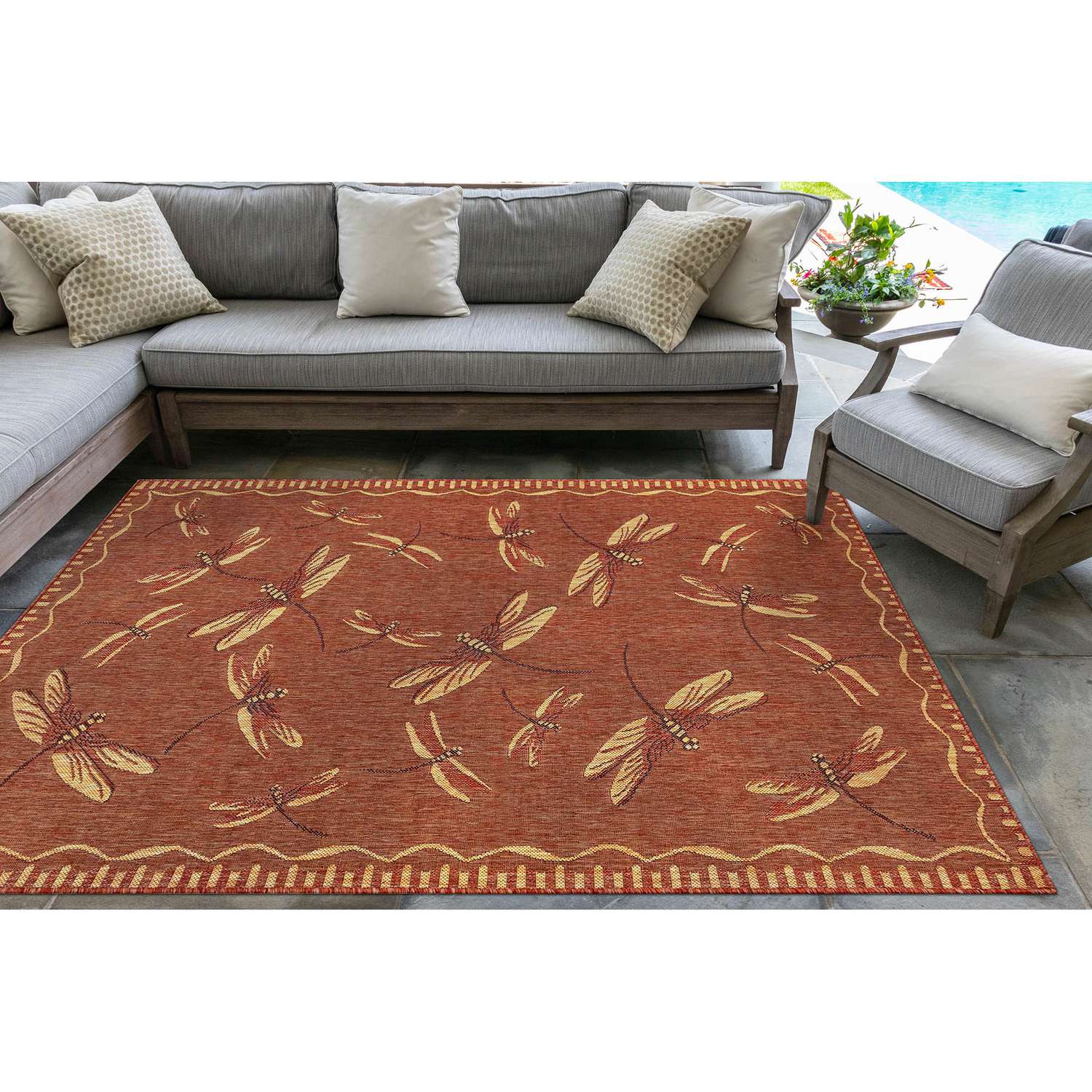  Liora Manne Carmel 4.85 Ft. W X 7.5 Ft. L Red Casual Polypropylene Accent Rug