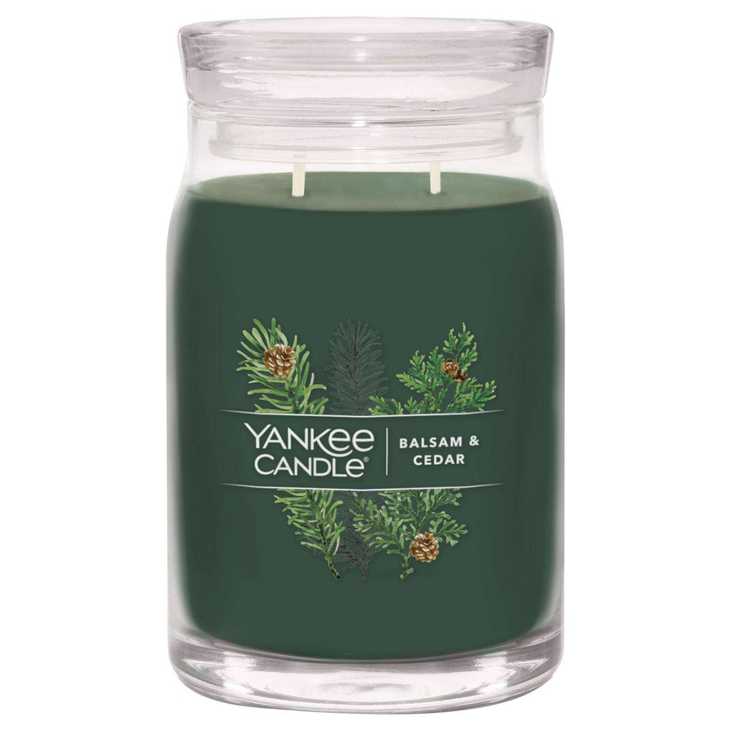  Yankee Candle Signature Green Balsam & Cedar Scent Candle Jar 20 Oz