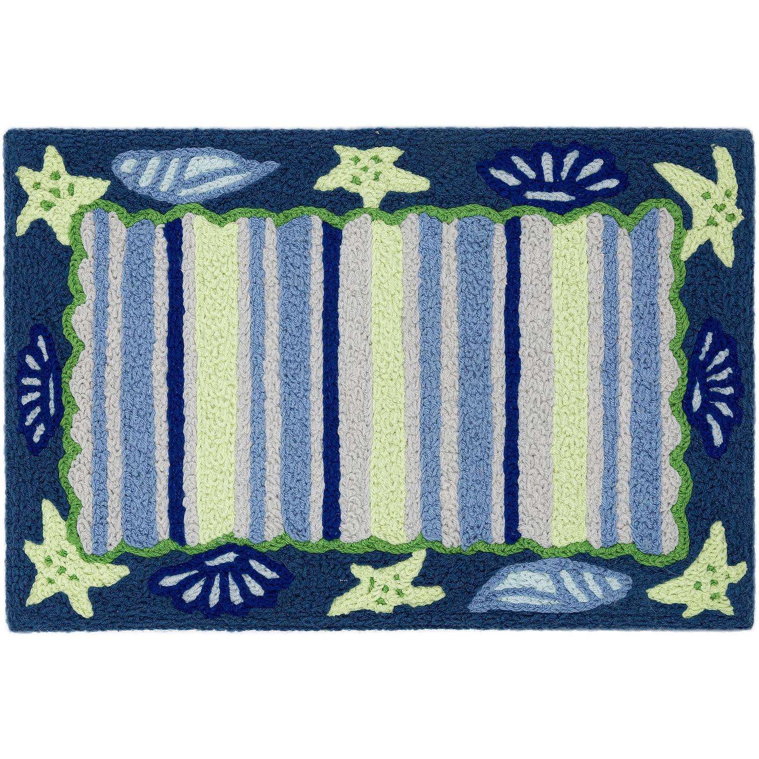  Jellybean 20 In. W X 30 In. L Multicolored Shells And Stripes Polyester Accent Rug