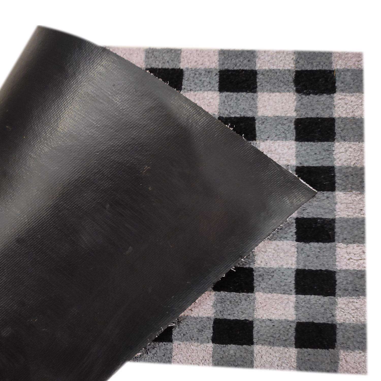  First Concept 18 In. W X 30 In. L Black/White Checkers Welcome Coir Door Mat